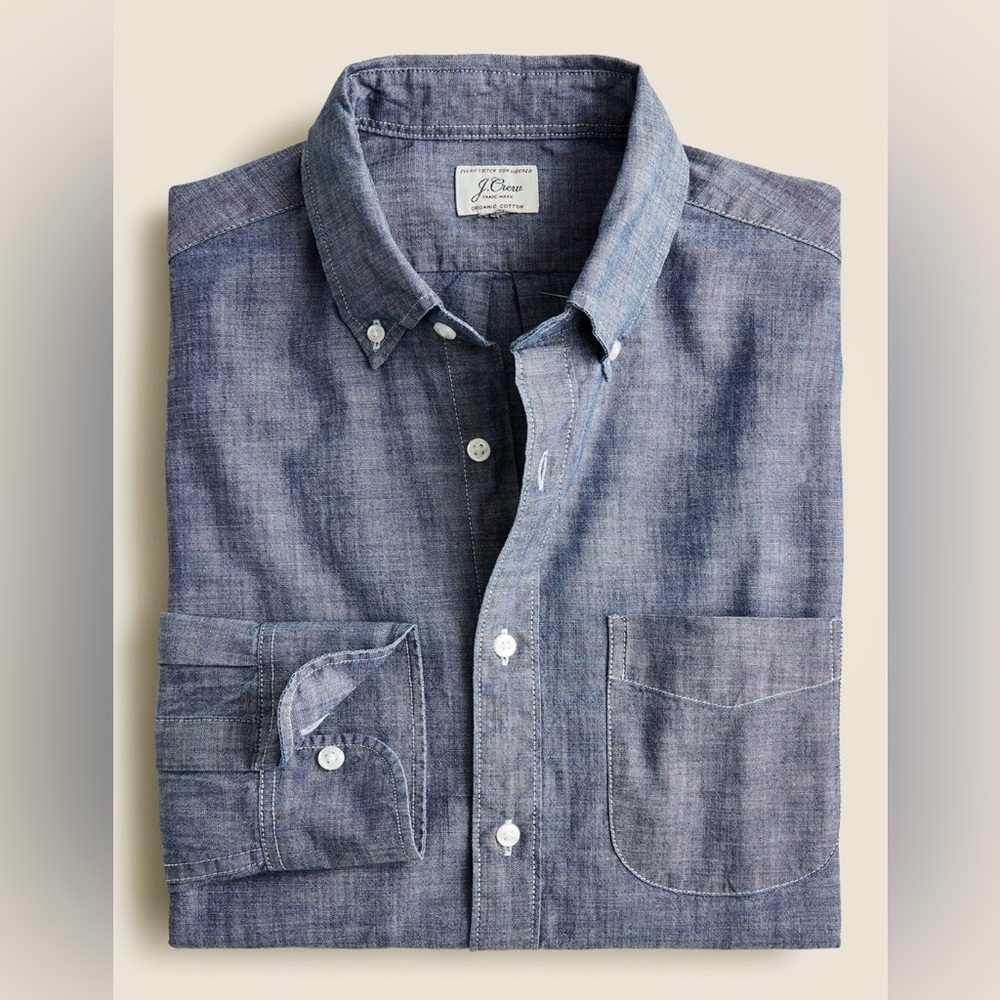 J.Crew Indigo Chambray Shirt, Relaxed Fit, size Large